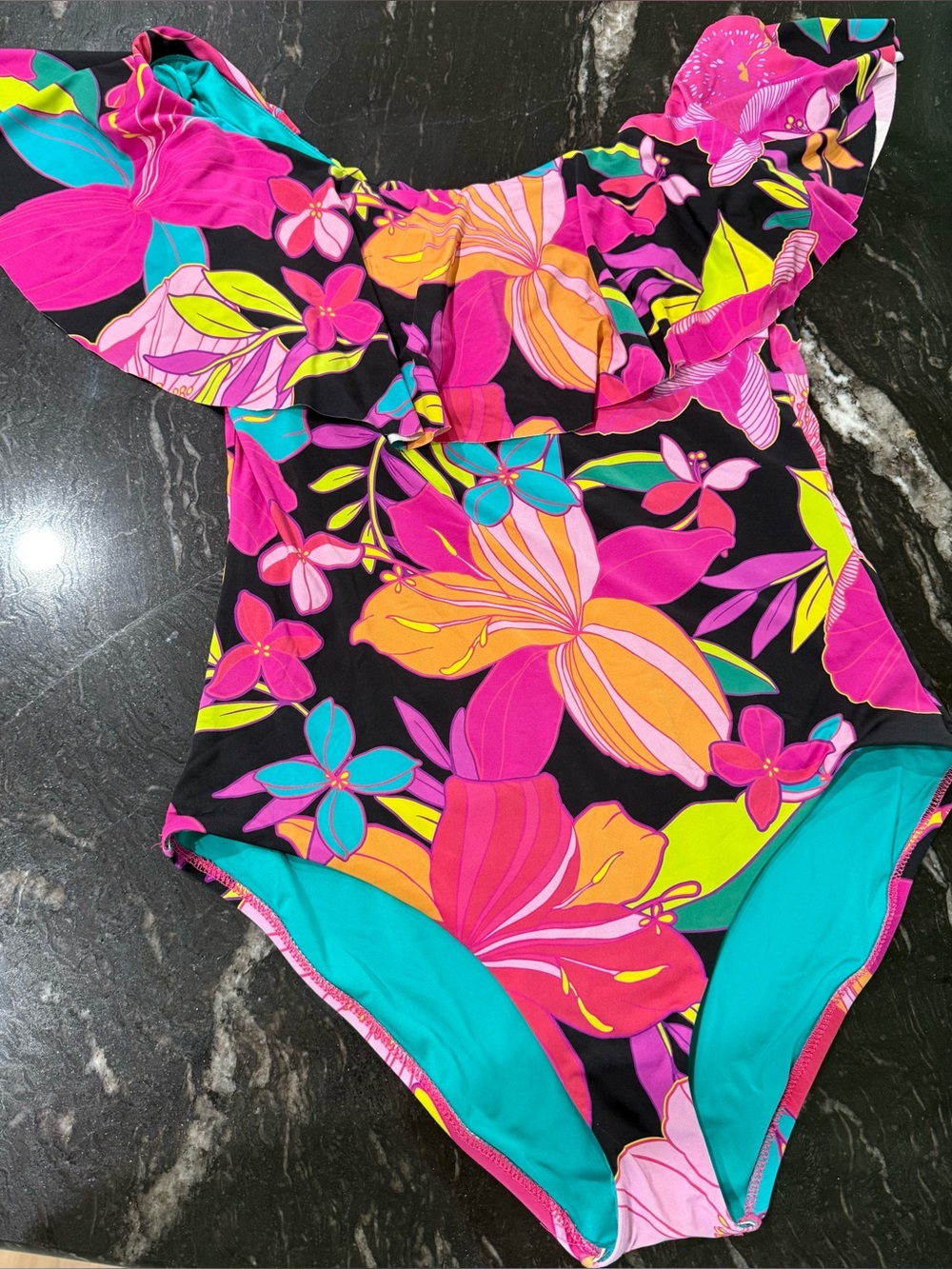 Trina Turk Tropical Off-Shoulder One-Piece Swimsuit - 14